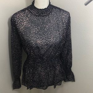Super Cute Sheer Long Sleeve Blouse size Medium